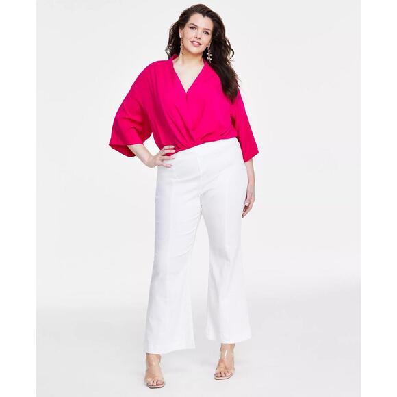 I.N.C. INTERNATIONAL CONCEPTS PLUS SIZE PULL-ON FLARE JEANS BRIGHT WHITE 26W - Picture 4 of 4